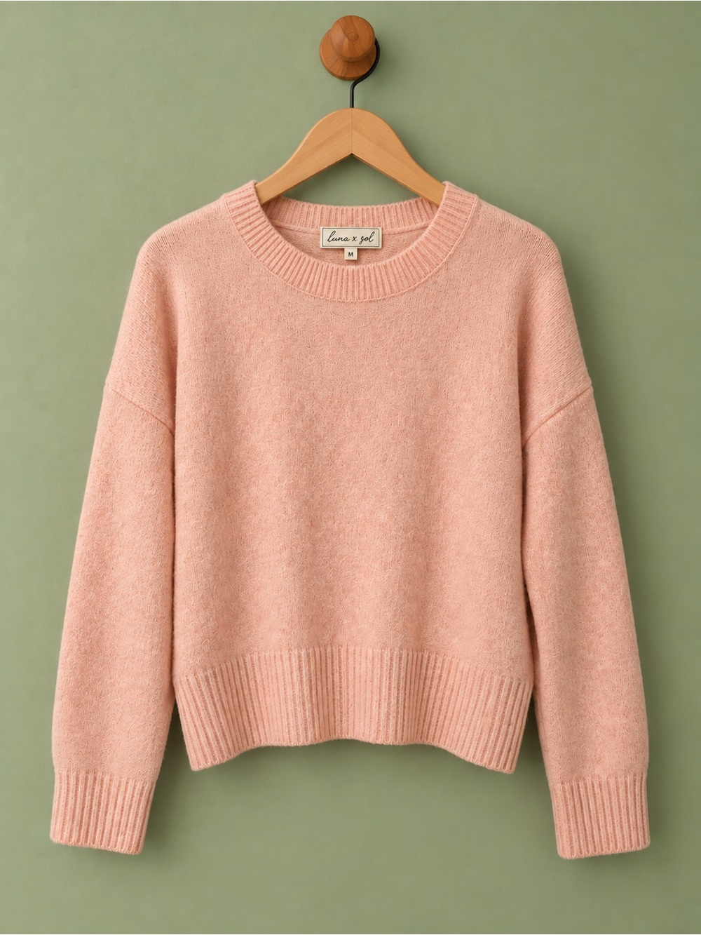 Luna x Sol Blush Pink Knit Sweater – Size Medium
